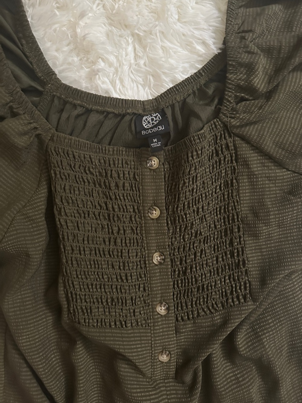 bobeau Olive Puff-Sleeve Smocked Jumpsuit - Picture 7 of 10